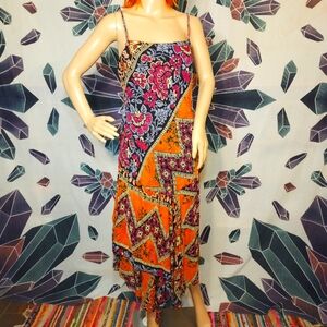 Eva Blue y2k boho fairy asymetrical handkerchief hem beaded dress Size 8